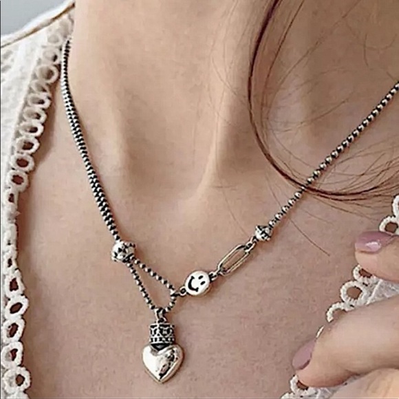 STERLING SILVER HAPPY FACE NECKLACE